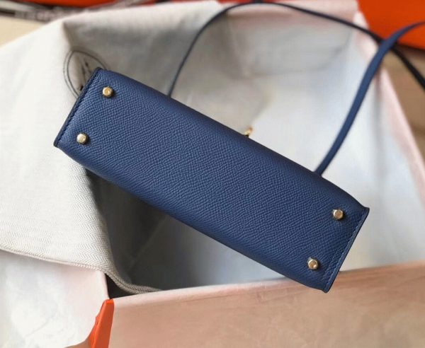 Faux Sac Kelly Mini II Hermès Agate Bleue – Image 7