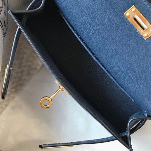 Faux Sac Kelly Mini II Hermès Agate Bleue – Image 8