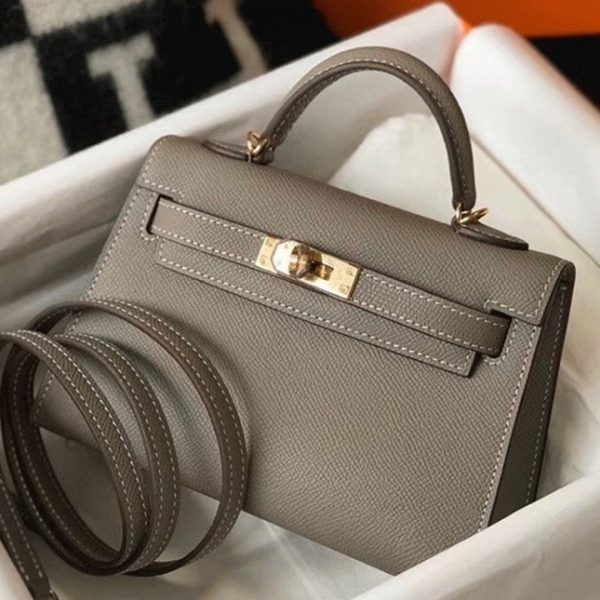Faux Sac Kelly Mini II Hermès Gris Asphalte