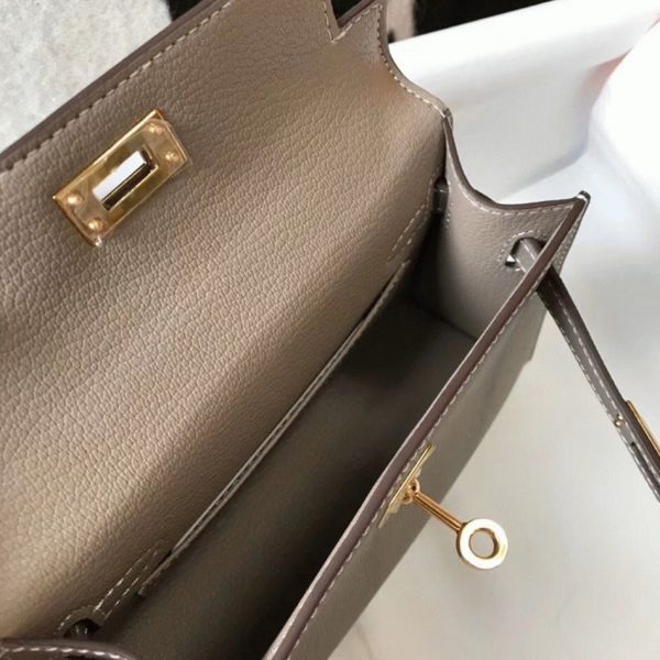 Faux Sac Kelly Mini II Hermès Gris Asphalte – Image 2