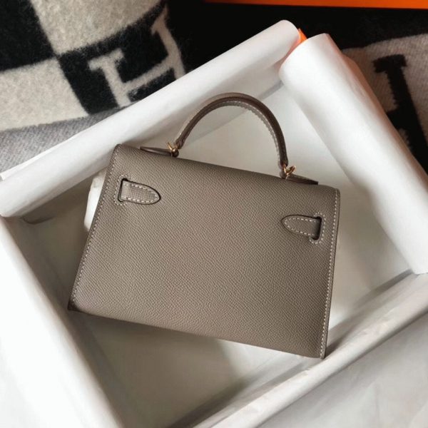Faux Sac Kelly Mini II Hermès Gris Asphalte – Image 3