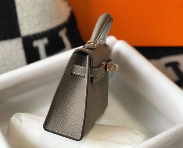 Faux Sac Kelly Mini II Hermès Gris Asphalte – Image 4