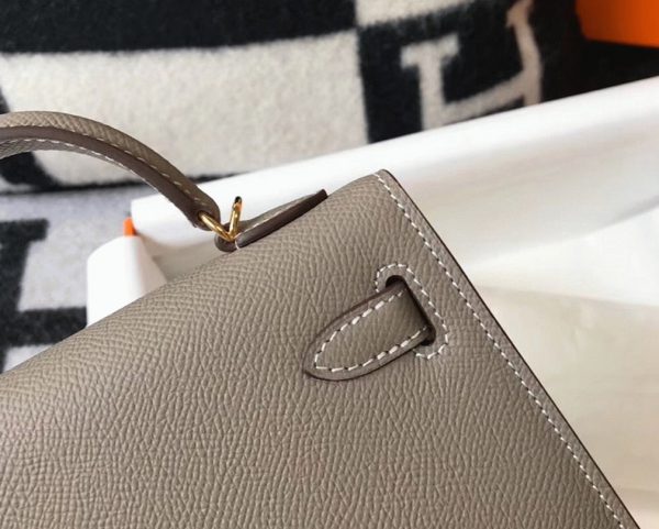 Faux Sac Kelly Mini II Hermès Gris Asphalte – Image 6
