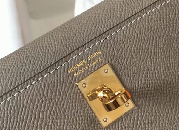 Faux Sac Kelly Mini II Hermès Gris Asphalte – Image 7