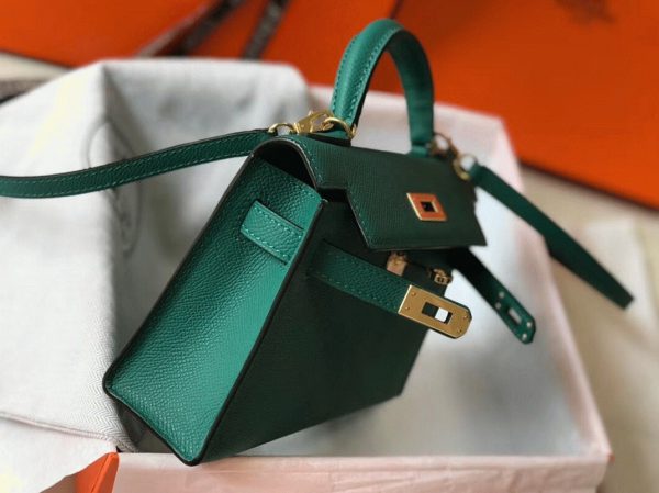 Réplique Sac Kelly Mini II Hermès Vert Vertigo – Image 3