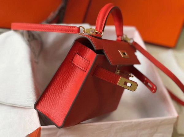 Réplique Sac Kelly Mini II Hermès Rouge Casaque – Image 2