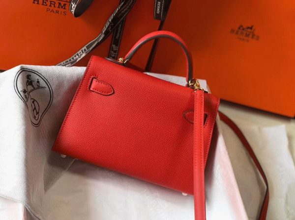 Réplique Sac Kelly Mini II Hermès Rouge Casaque – Image 3