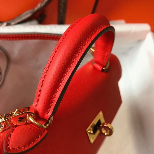 Réplique Sac Kelly Mini II Hermès Rouge Casaque – Image 5