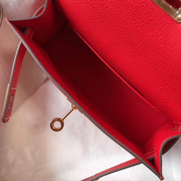 Réplique Sac Kelly Mini II Hermès Rouge Casaque – Image 8