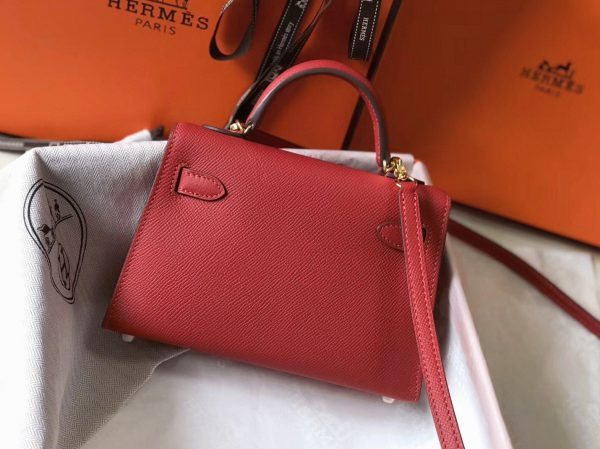 Réplique Sac Kelly Mini II Hermès Rouge Vif – Image 2