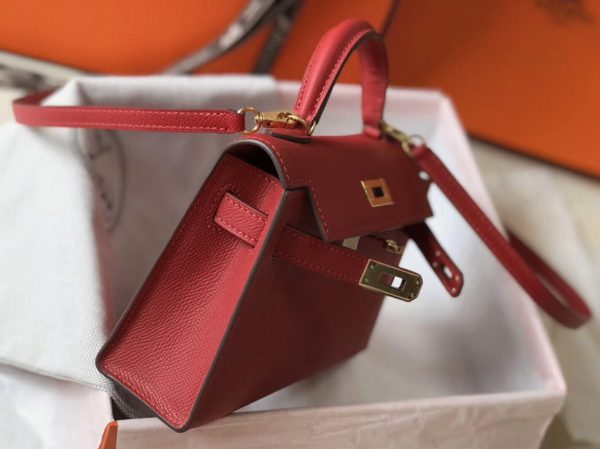 Réplique Sac Kelly Mini II Hermès Rouge Vif – Image 4