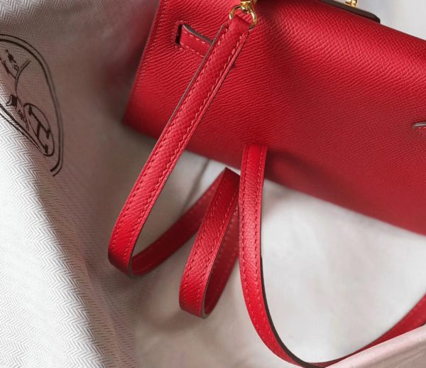 Réplique Sac Kelly Mini II Hermès Rouge Vif – Image 5