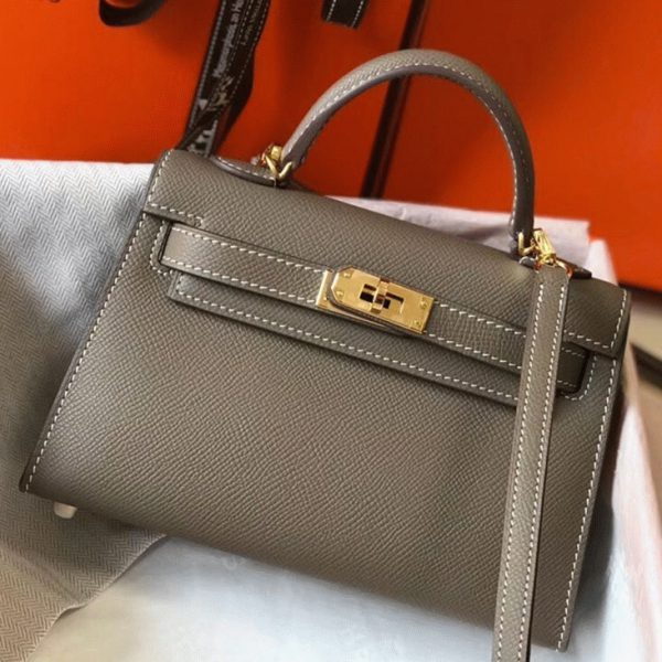 Réplique Sac Kelly Mini II Hermès Gris Taupe
