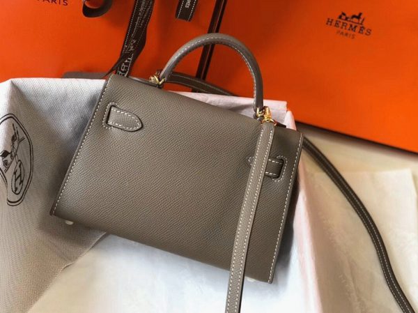Réplique Sac Kelly Mini II Hermès Gris Taupe – Image 2