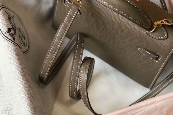 Réplique Sac Kelly Mini II Hermès Gris Taupe – Image 4