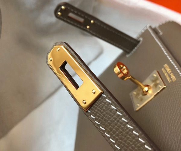 Réplique Sac Kelly Mini II Hermès Gris Taupe – Image 6