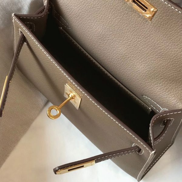 Réplique Sac Kelly Mini II Hermès Gris Taupe – Image 8