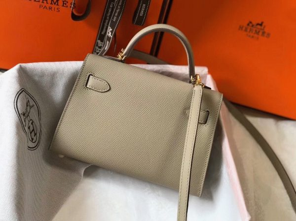 Faux Sac Kelly Mini II Hermès Gris Tourterelle – Image 3
