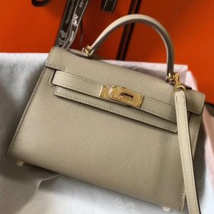 Faux Sac Kelly Mini II Hermès Gris Tourterelle