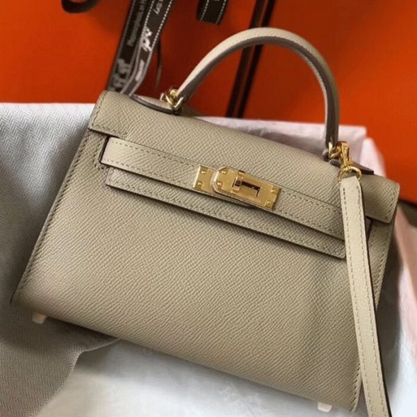 Faux Sac Kelly Mini II Hermès Gris Tourterelle
