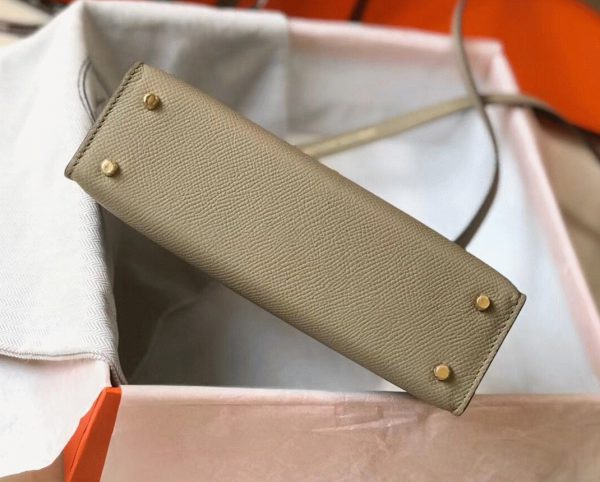Faux Sac Kelly Mini II Hermès Gris Tourterelle – Image 4
