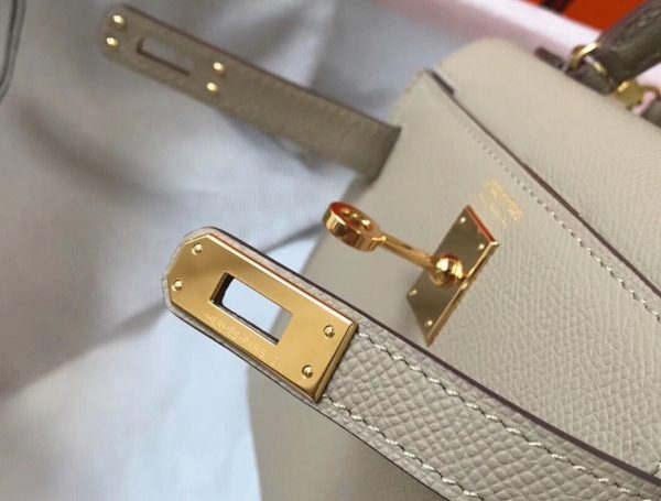 Faux Sac Kelly Mini II Hermès Gris Tourterelle – Image 6