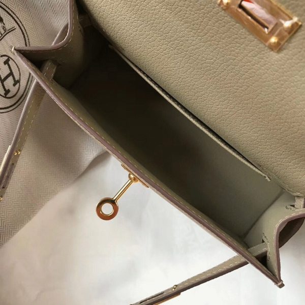 Faux Sac Kelly Mini II Hermès Gris Tourterelle – Image 8