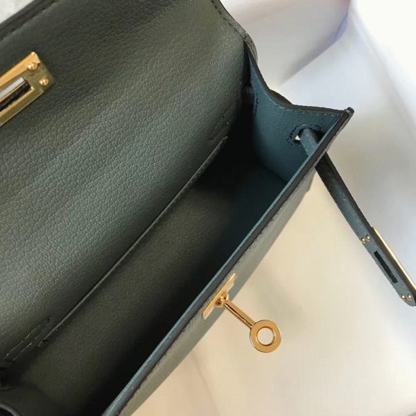 Faux Sac Kelly Mini II Hermès Vert Amande – Image 7