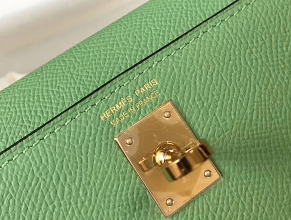 Réplique Sac Kelly Mini II Hermès Vert Criquet – Image 6