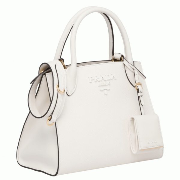 Contrefaçon sac Prada Monochrome petit modèle en blanc
