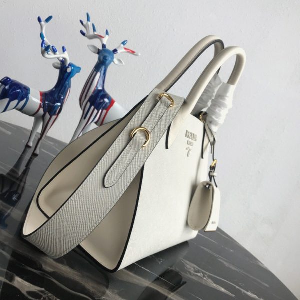 Contrefaçon sac Prada Monochrome petit modèle en blanc – Image 8