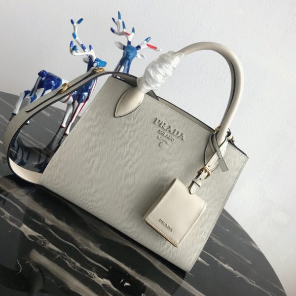 Contrefaçon sac Prada Monochrome petit modèle en blanc – Image 7