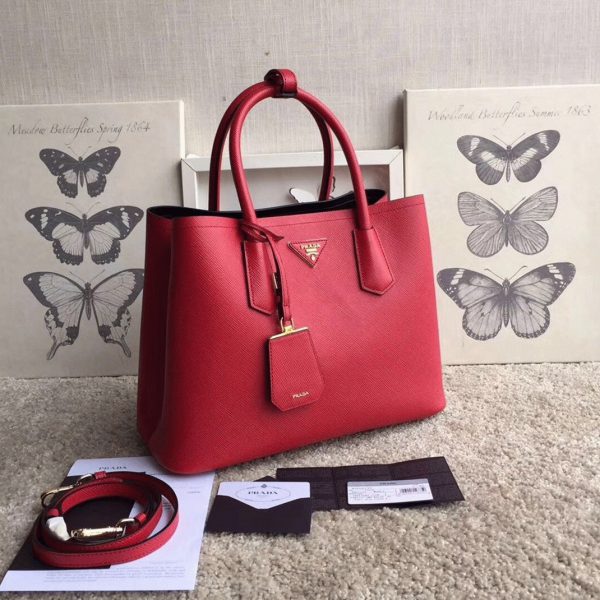 Réplique sac cabas Prada Double Medium en rouge – Image 5