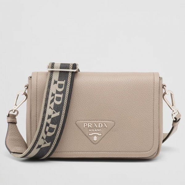 Imitation sac bandoulière à rabat Prada en gris