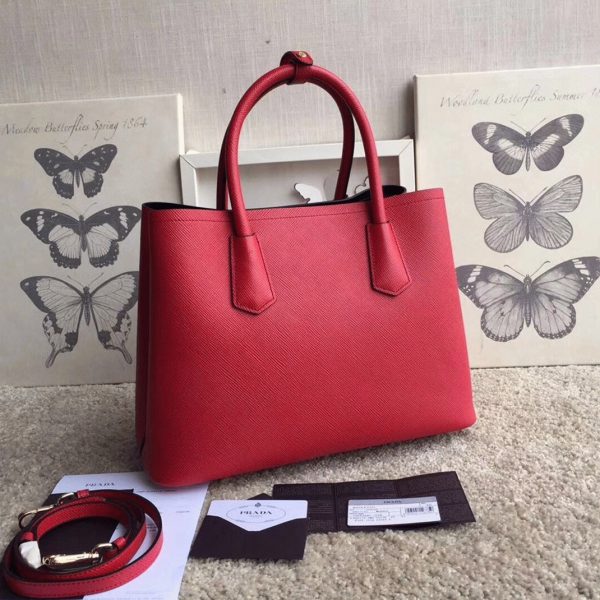 Réplique sac cabas Prada Double Medium en rouge – Image 3