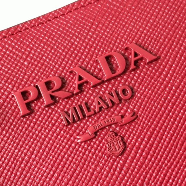 Contrefaçon sac Prada Monochrome petit modèle en rouge – Image 9