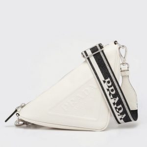 Faux sac bandoulière Prada Triangle en blanc