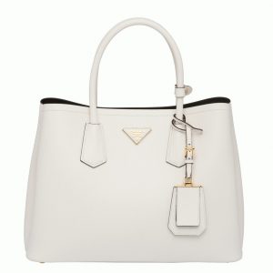 Contrefaçon sac cabas Prada Double Medium en blanc