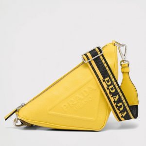 Contrefaçon sac bandoulière Prada Triangle en jaune