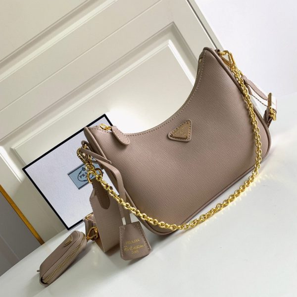 Faux sac bandoulière Prada Re-Edition 2005 en taupe – Image 8