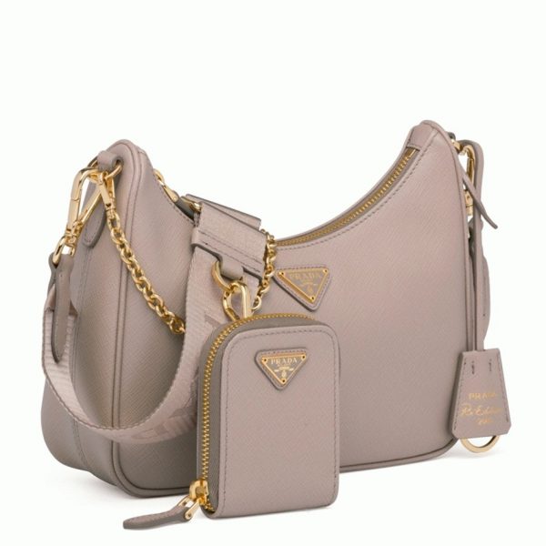 Faux sac bandoulière Prada Re-Edition 2005 en taupe