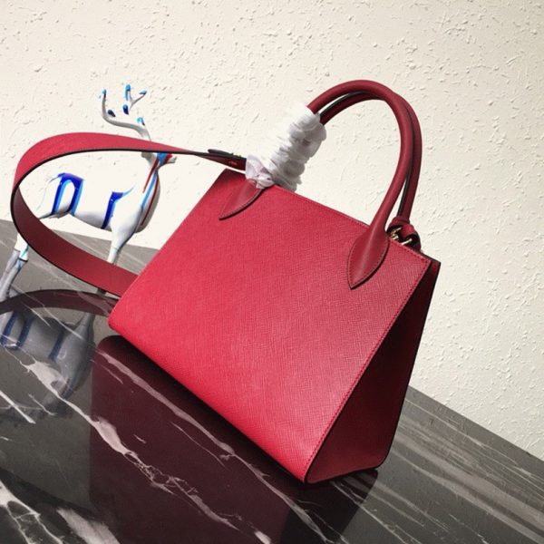 Contrefaçon sac Prada Monochrome petit modèle en rouge – Image 6