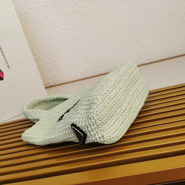 Réplique petit cabas Prada en fil effet raphia aqua (crochet) – Image 6