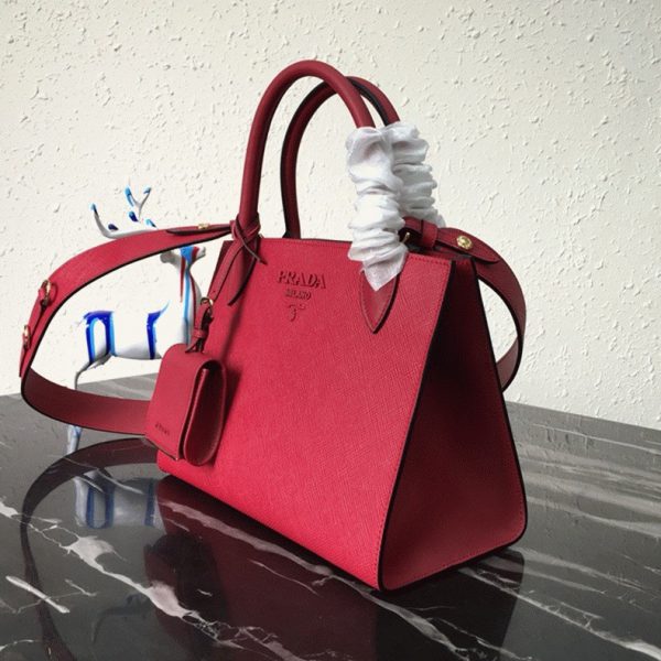 Contrefaçon sac Prada Monochrome petit modèle en rouge – Image 5