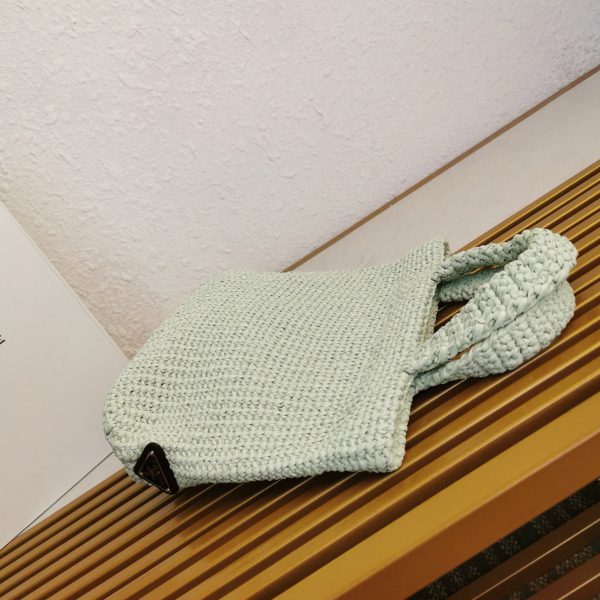 Réplique petit cabas Prada en fil effet raphia aqua (crochet) – Image 5