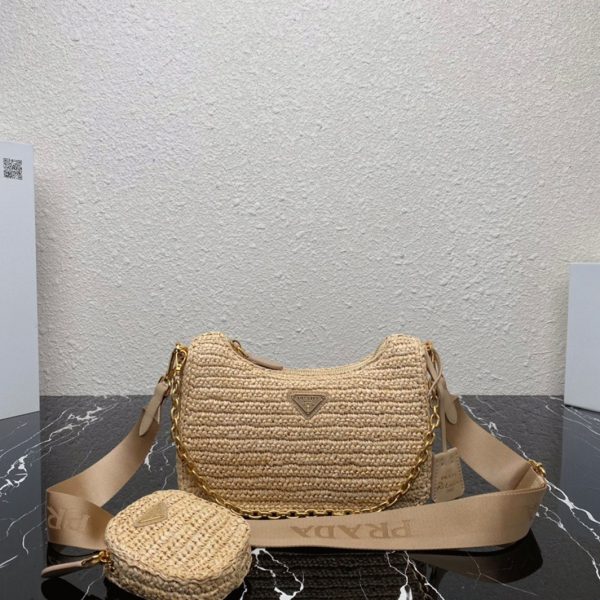 Contrefaçon sac bandoulière Prada Re-Edition en beige – Image 11