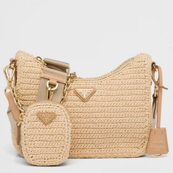 Contrefaçon sac bandoulière Prada Re-Edition en beige – Image 7