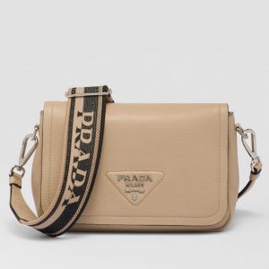 Faux sac bandoulière à rabat Prada en sable