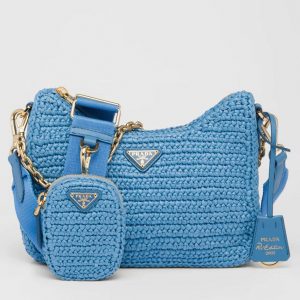 Faux sac bandoulière Prada Re-Edition en bleu