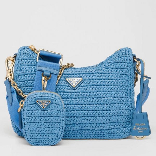 Faux sac bandoulière Prada Re-Edition en bleu